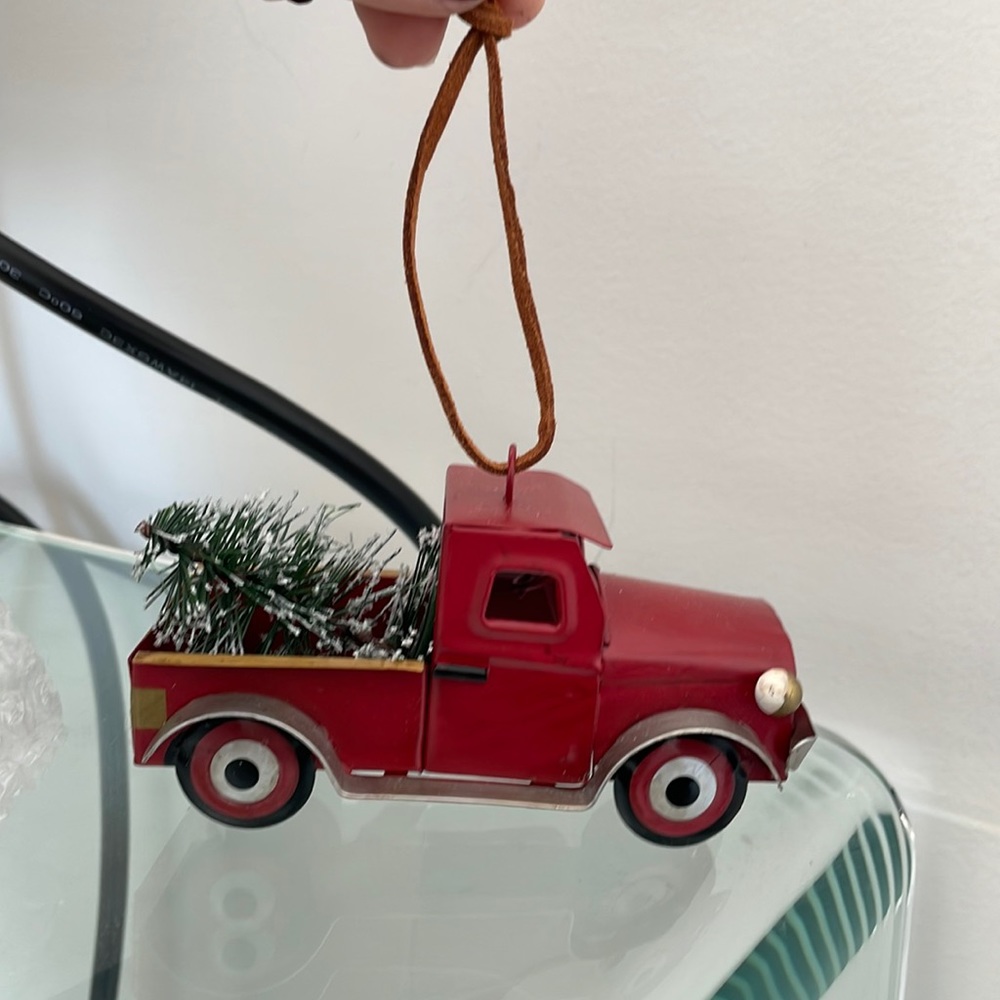 Red truck Christmas tree ornament